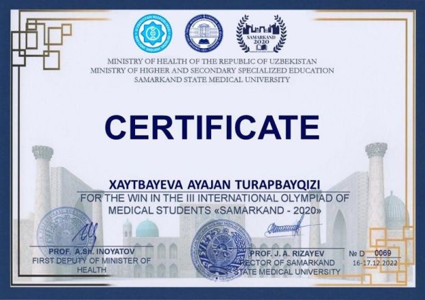 III Международная олимпиада студентов медицинских вузов «Самарканд-2020»
