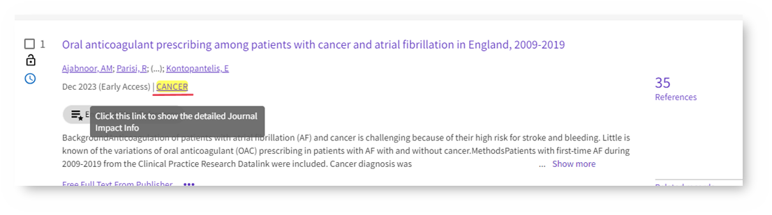 Ашылған Жарияланымдар тізімінде журнал атауын нұқыңыз